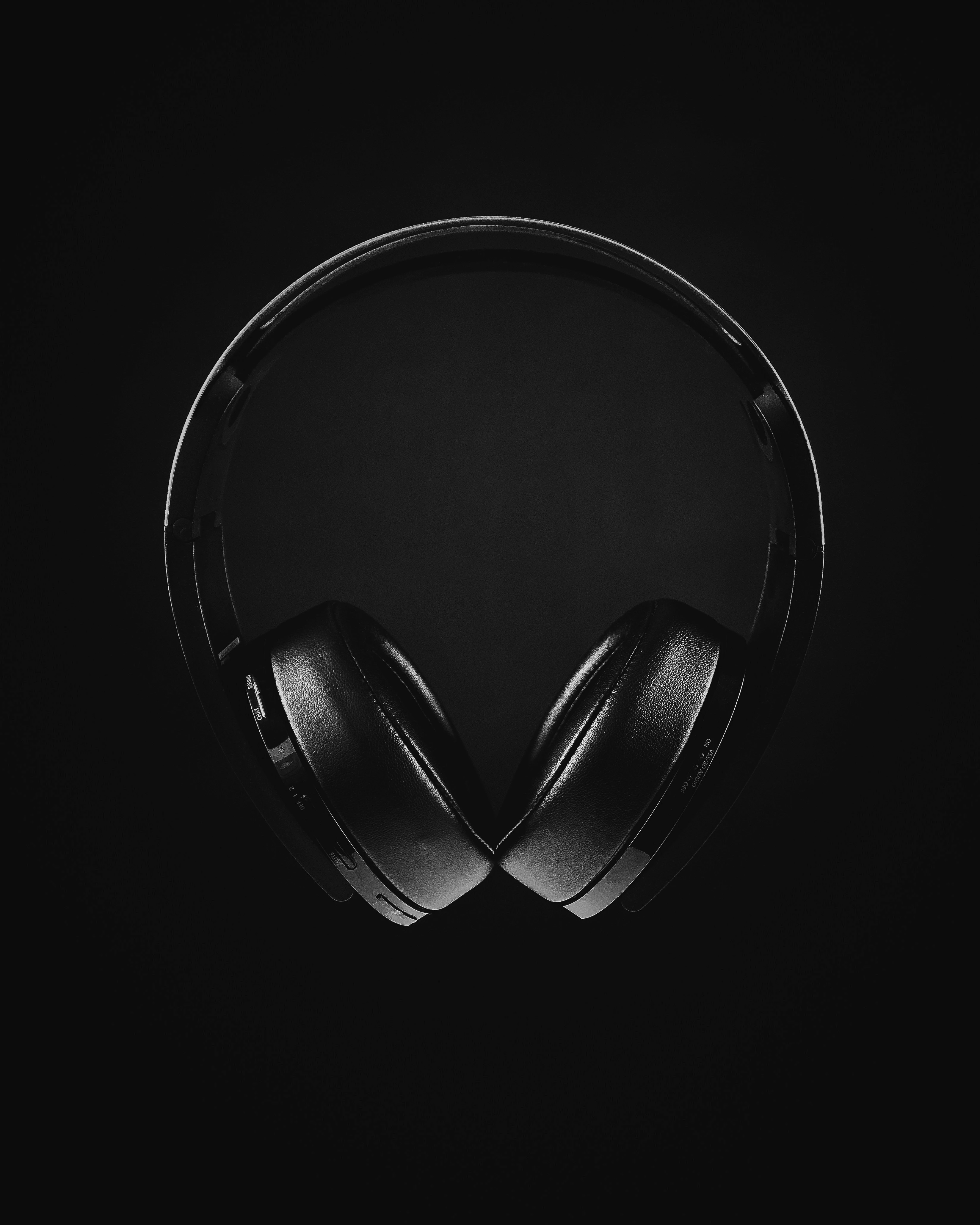 black and white photo of headphones
